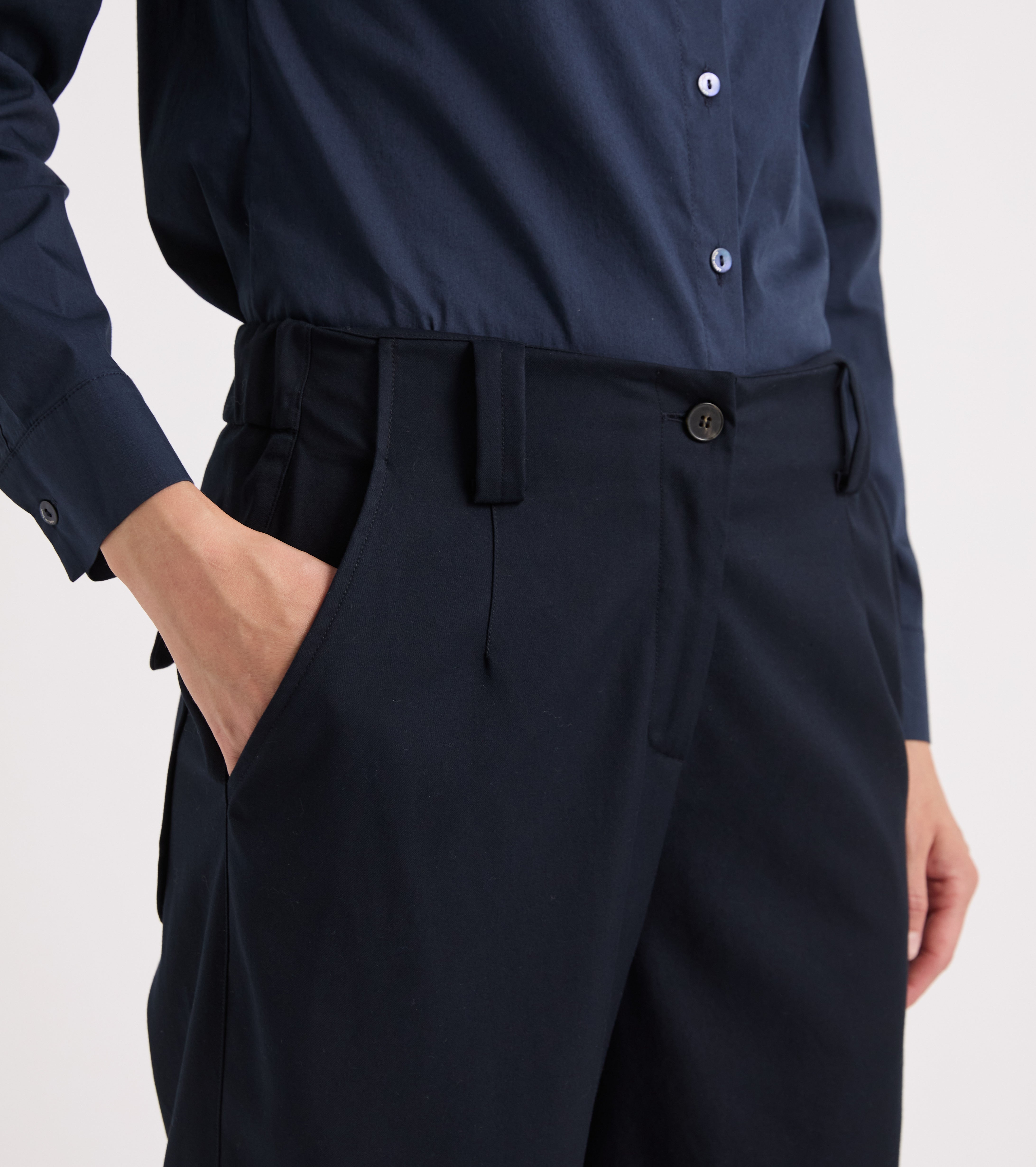 Pantaloni stretch con elastico in vita navy