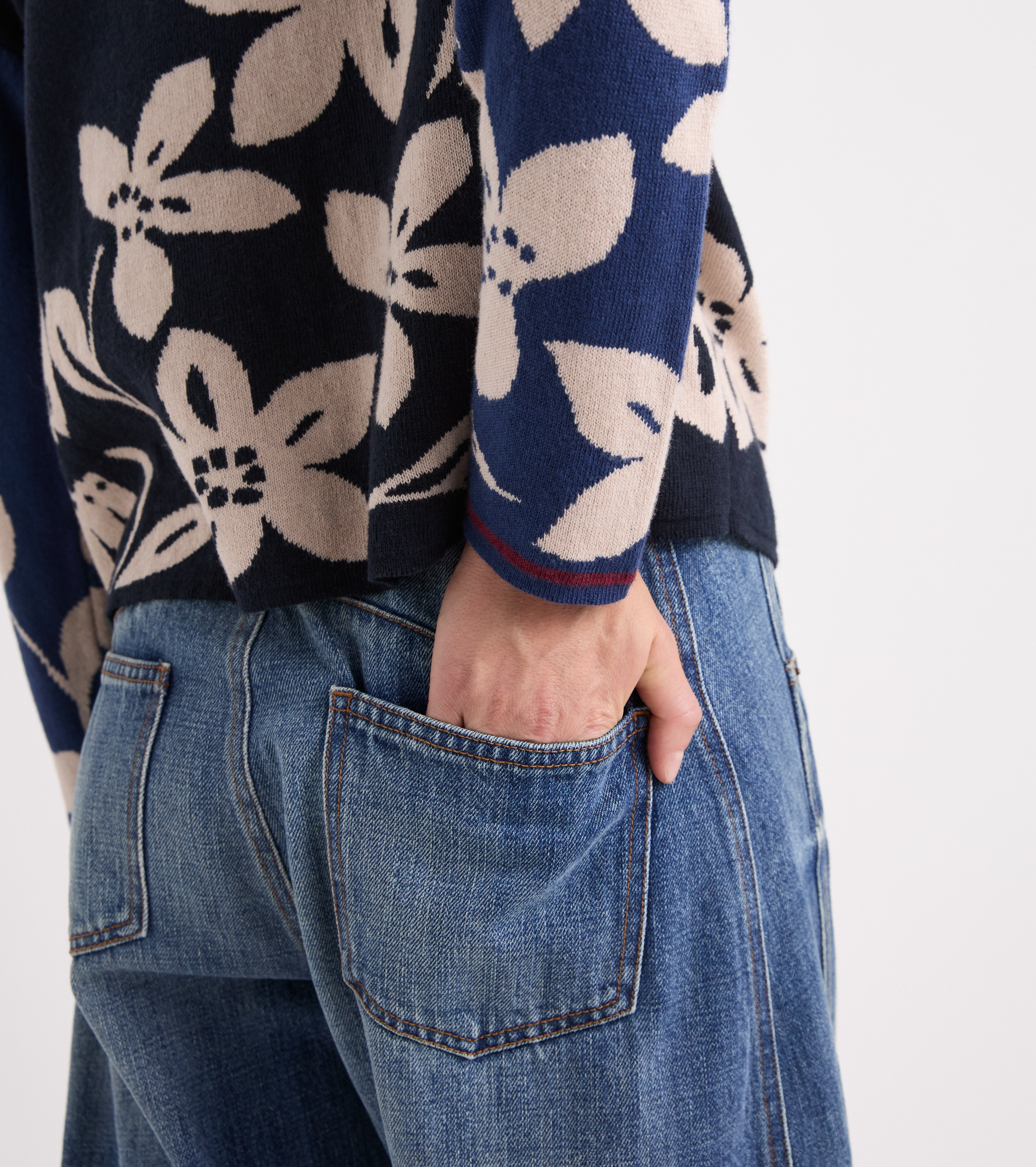 Jeans in denim di cotone effetto used marrone
