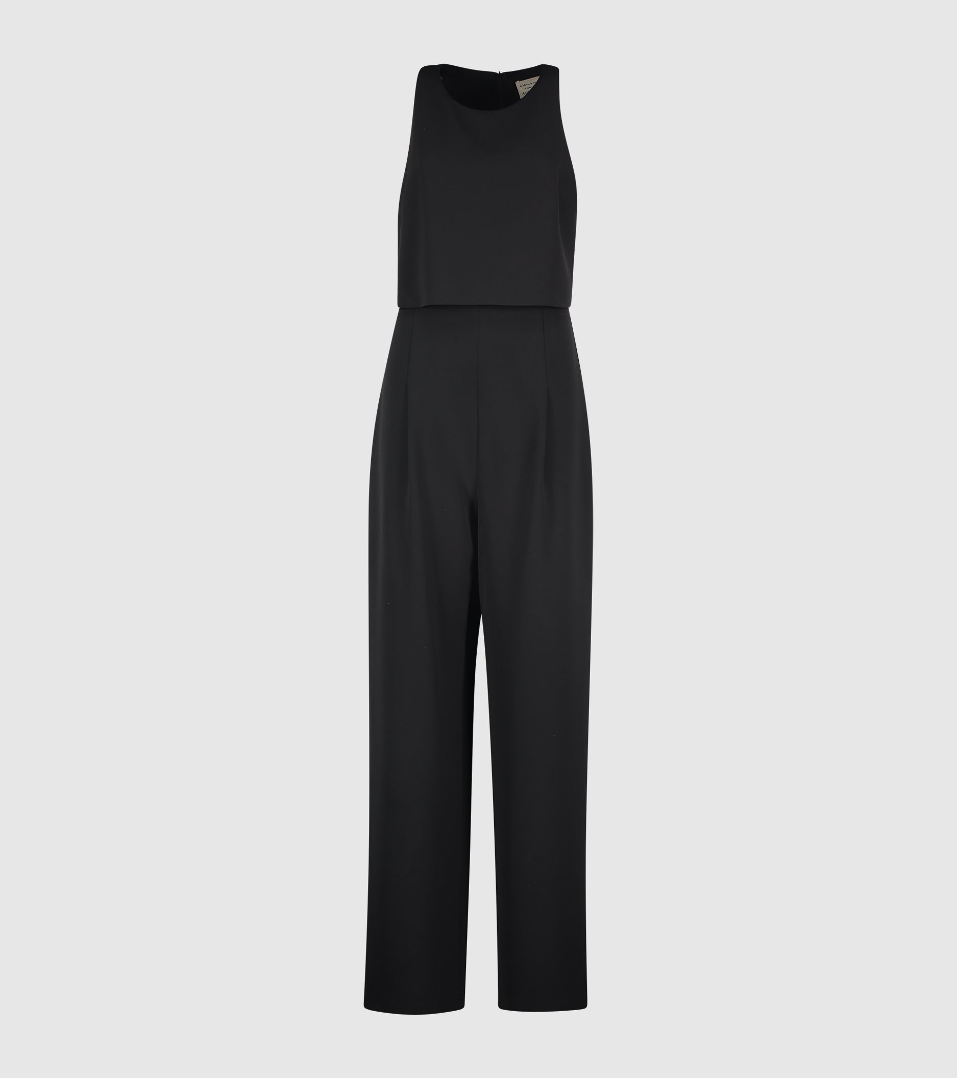 Black stretch jumpsuit with round neck
