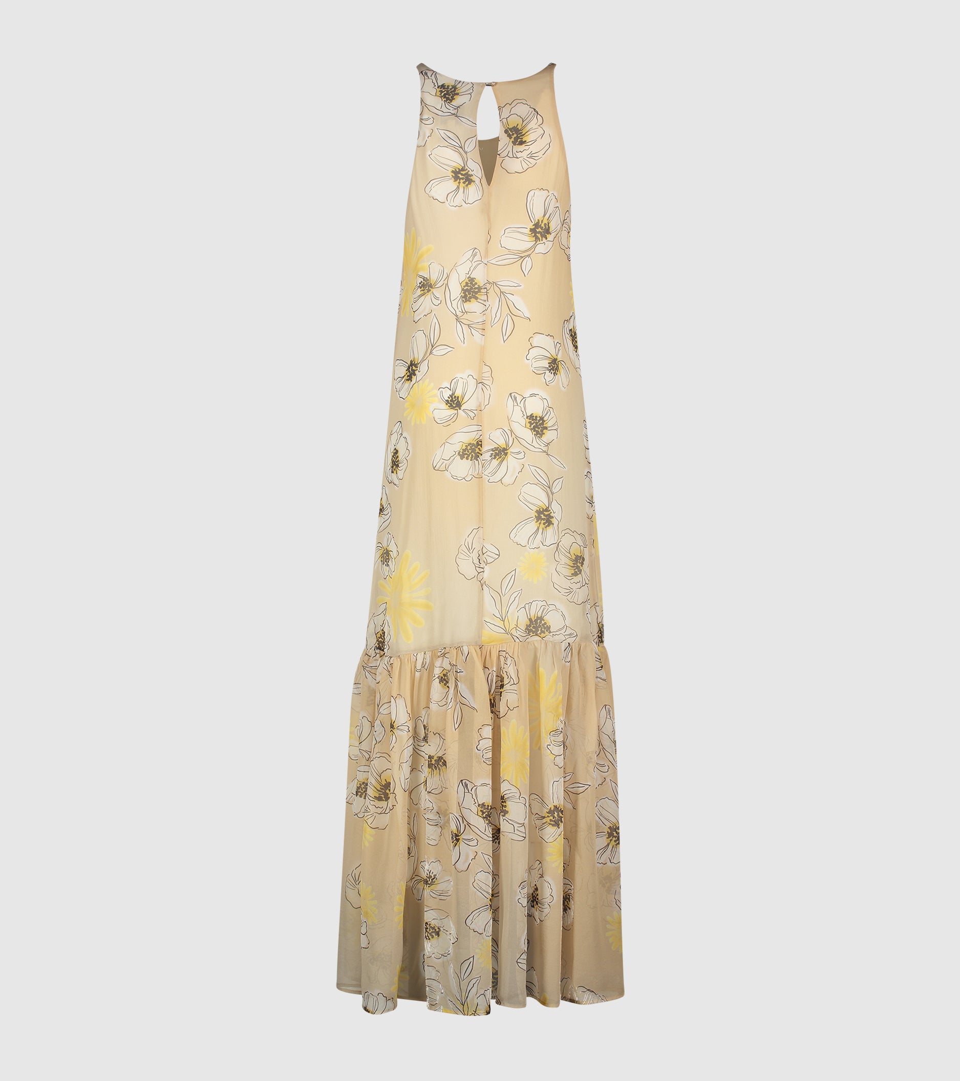 Peach floral silk long dress