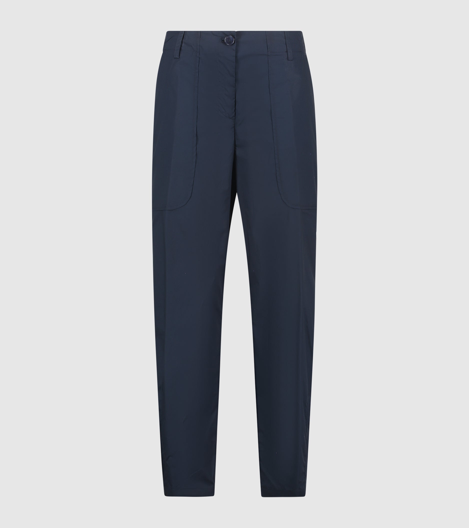 Pantaloni cropped in cotone stretch blu
