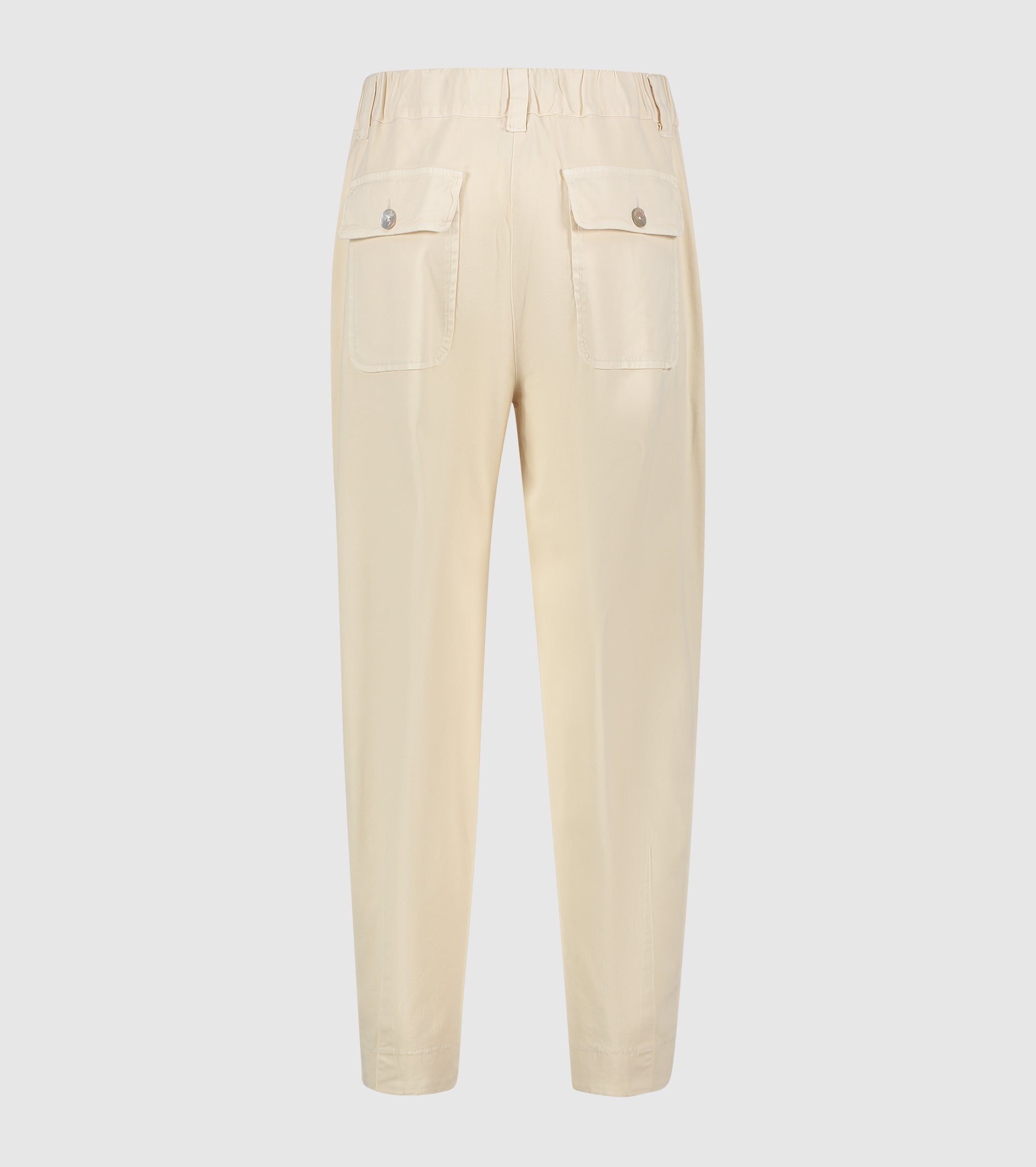 Pantaloni cropped in cotone stretch burro