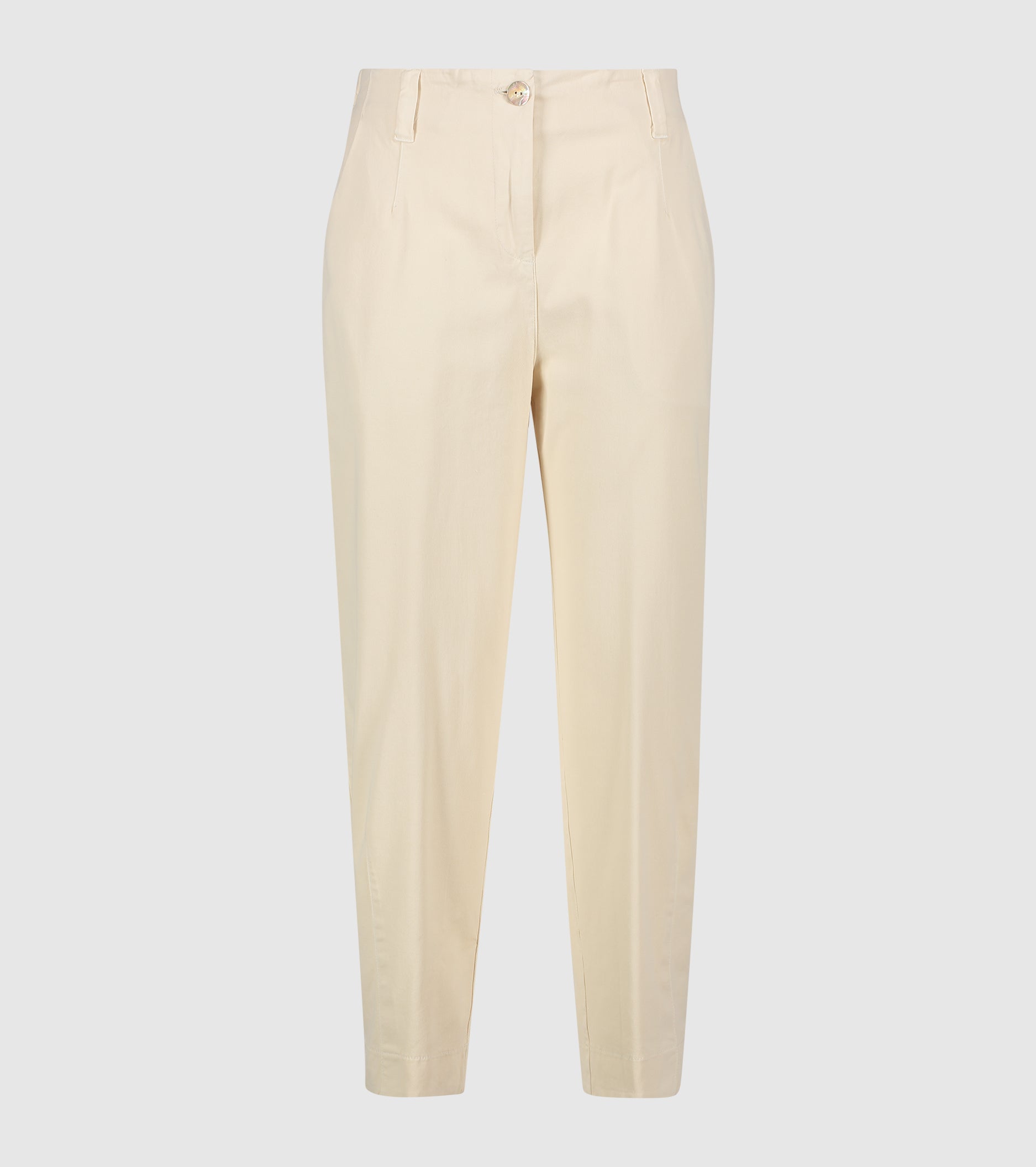 Pantaloni cropped in cotone stretch burro