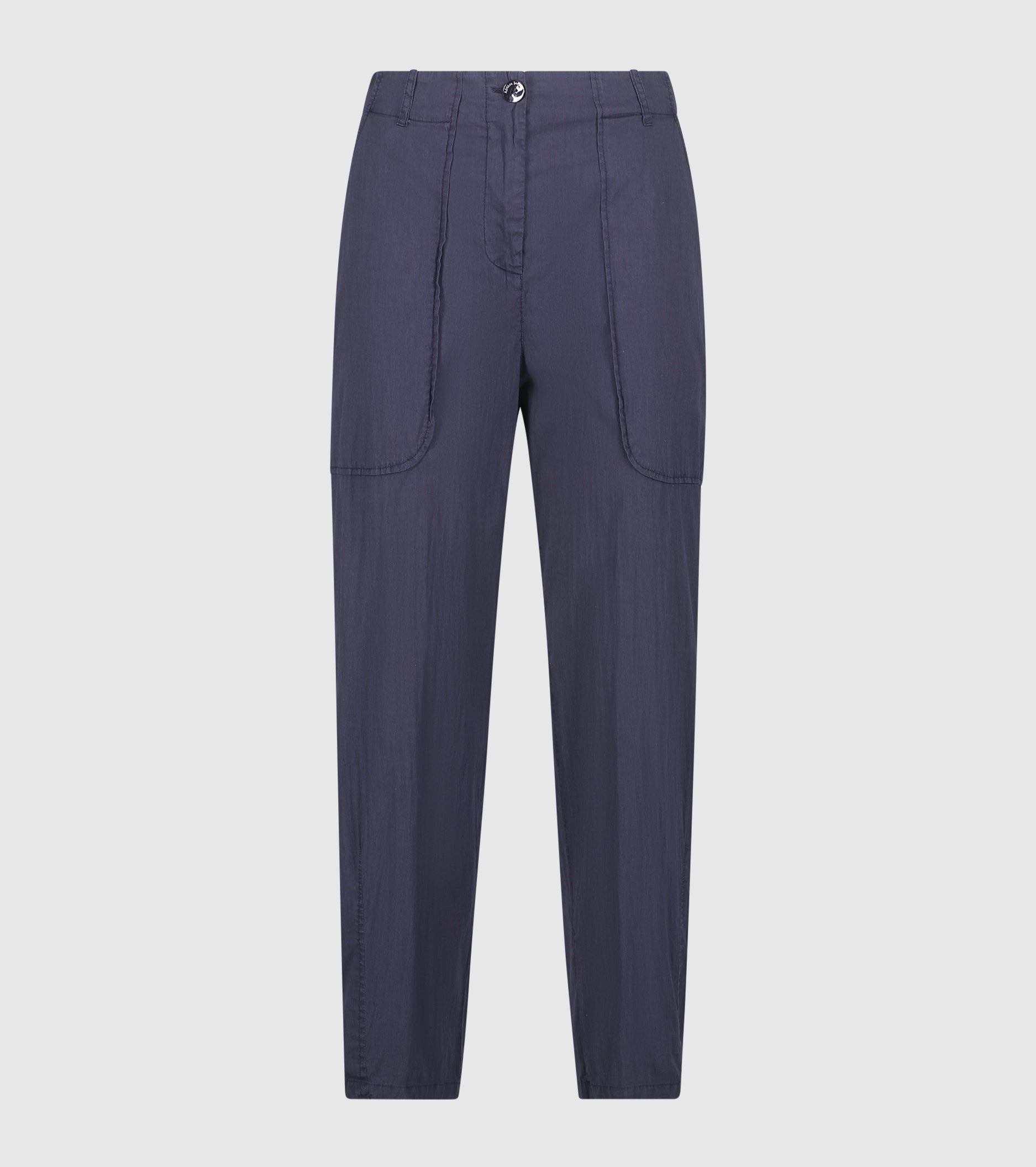 Blue stretch cotton cropped trousers