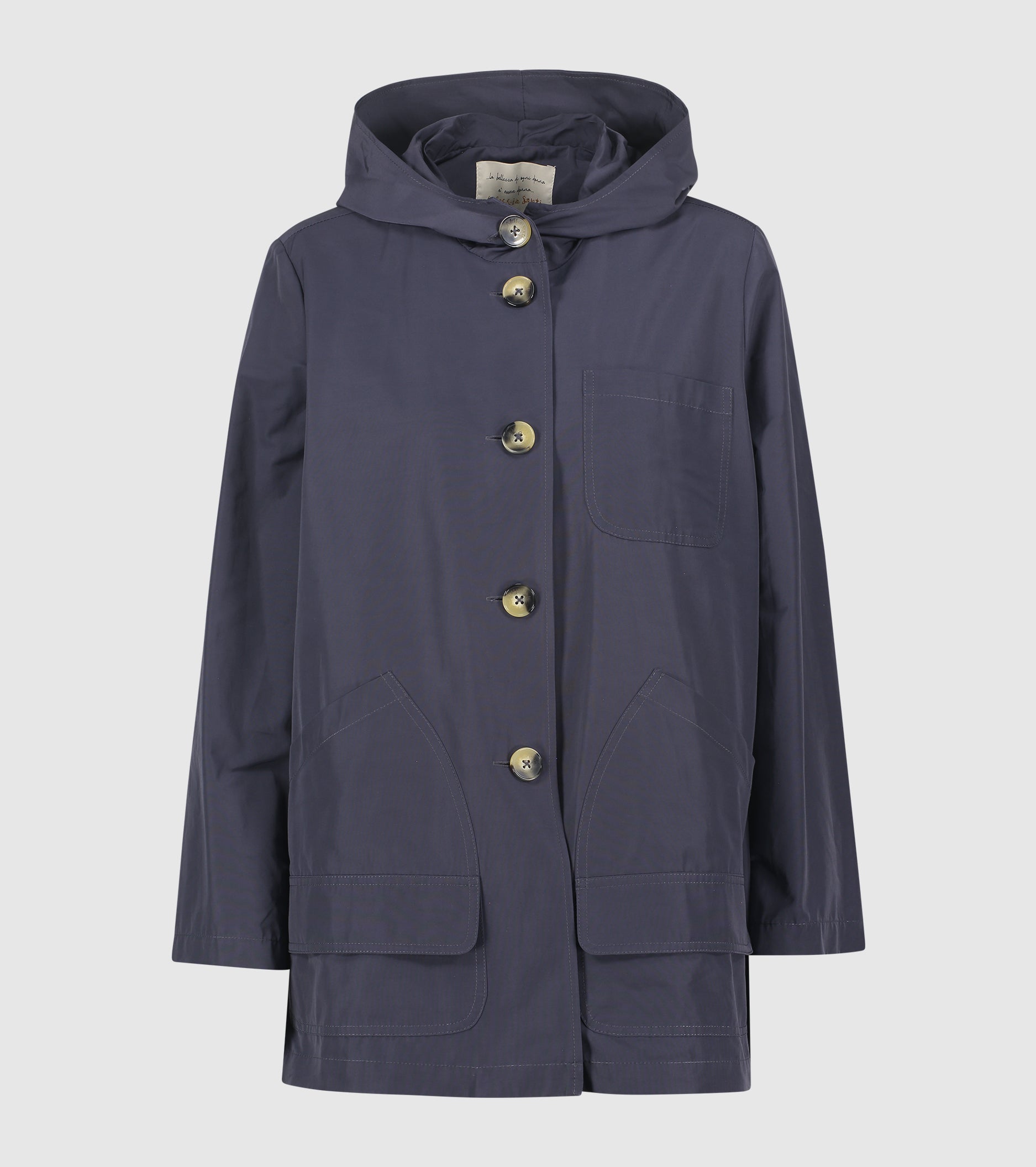 Parka in cotone con cappuccio blu