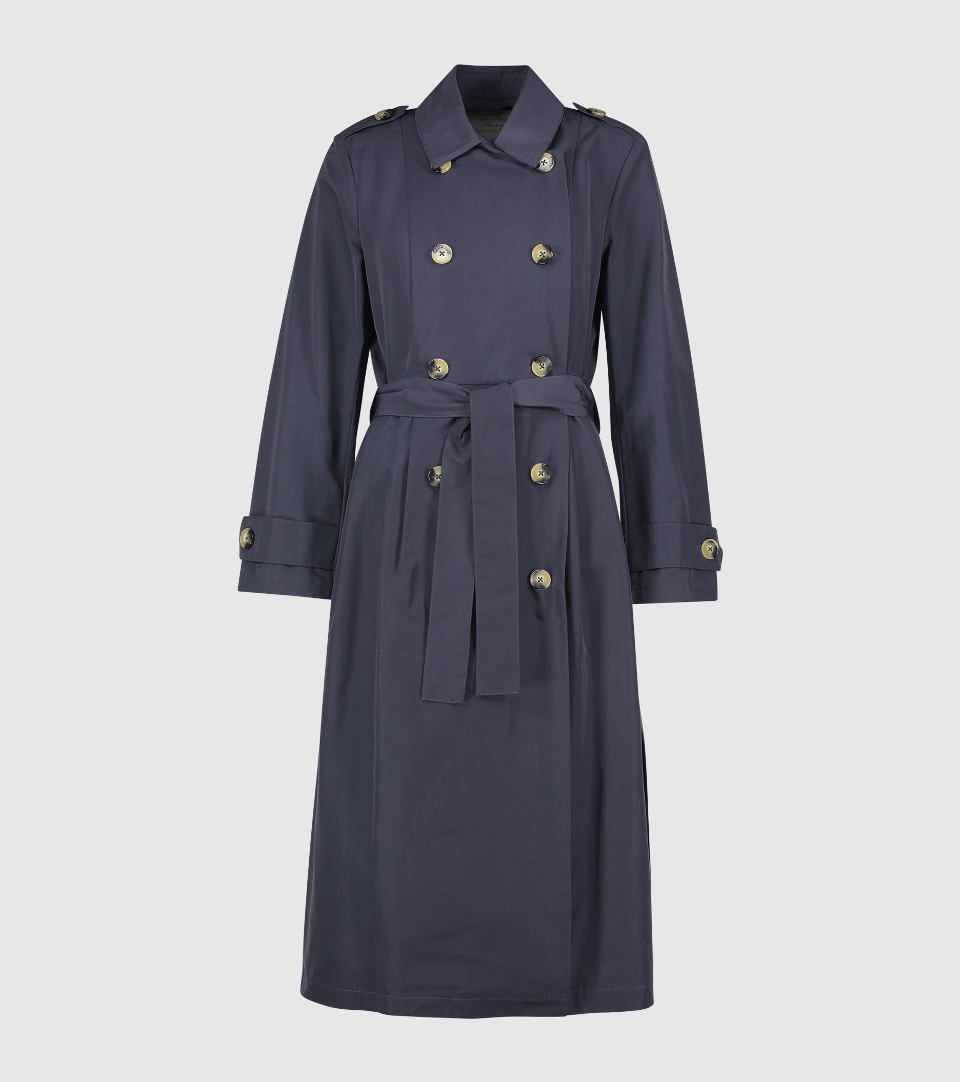 Trench antigoccia con cintura blu