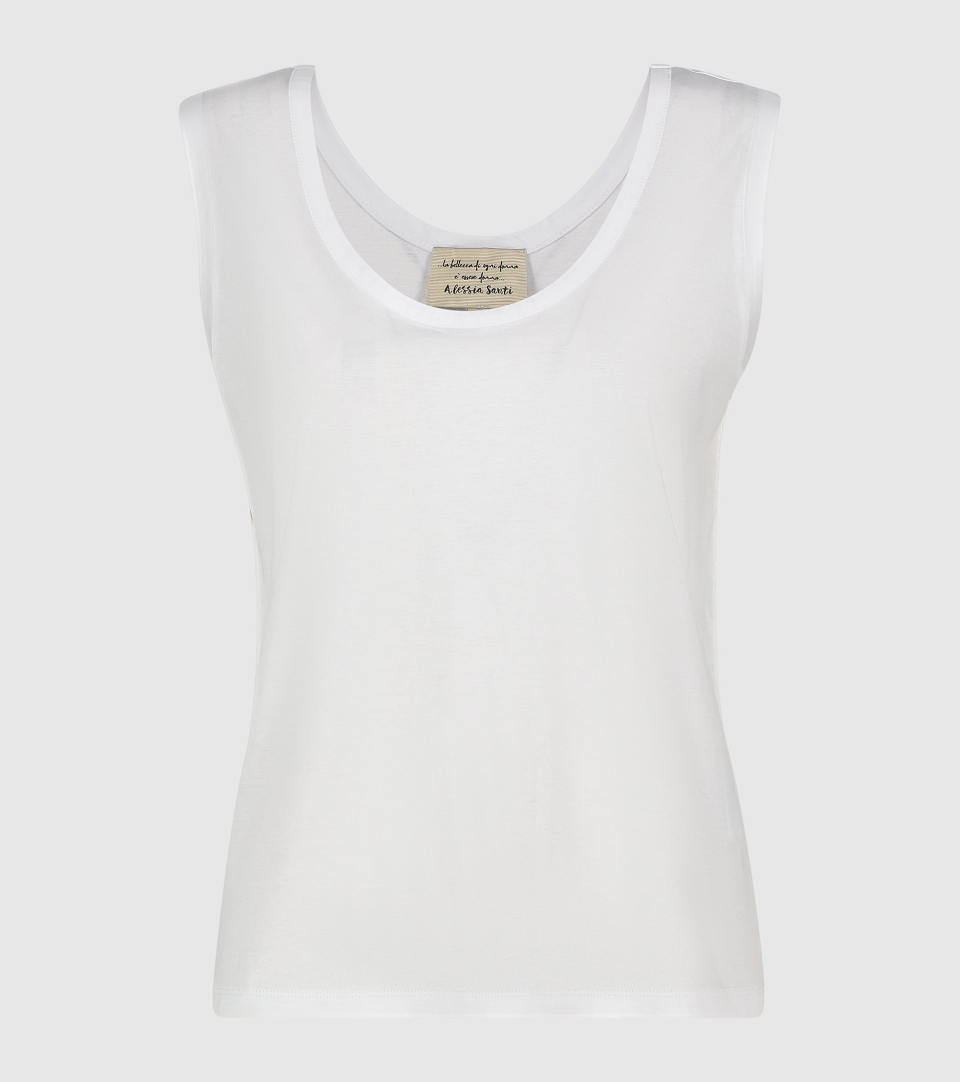 Top con scollo rotondo bianco