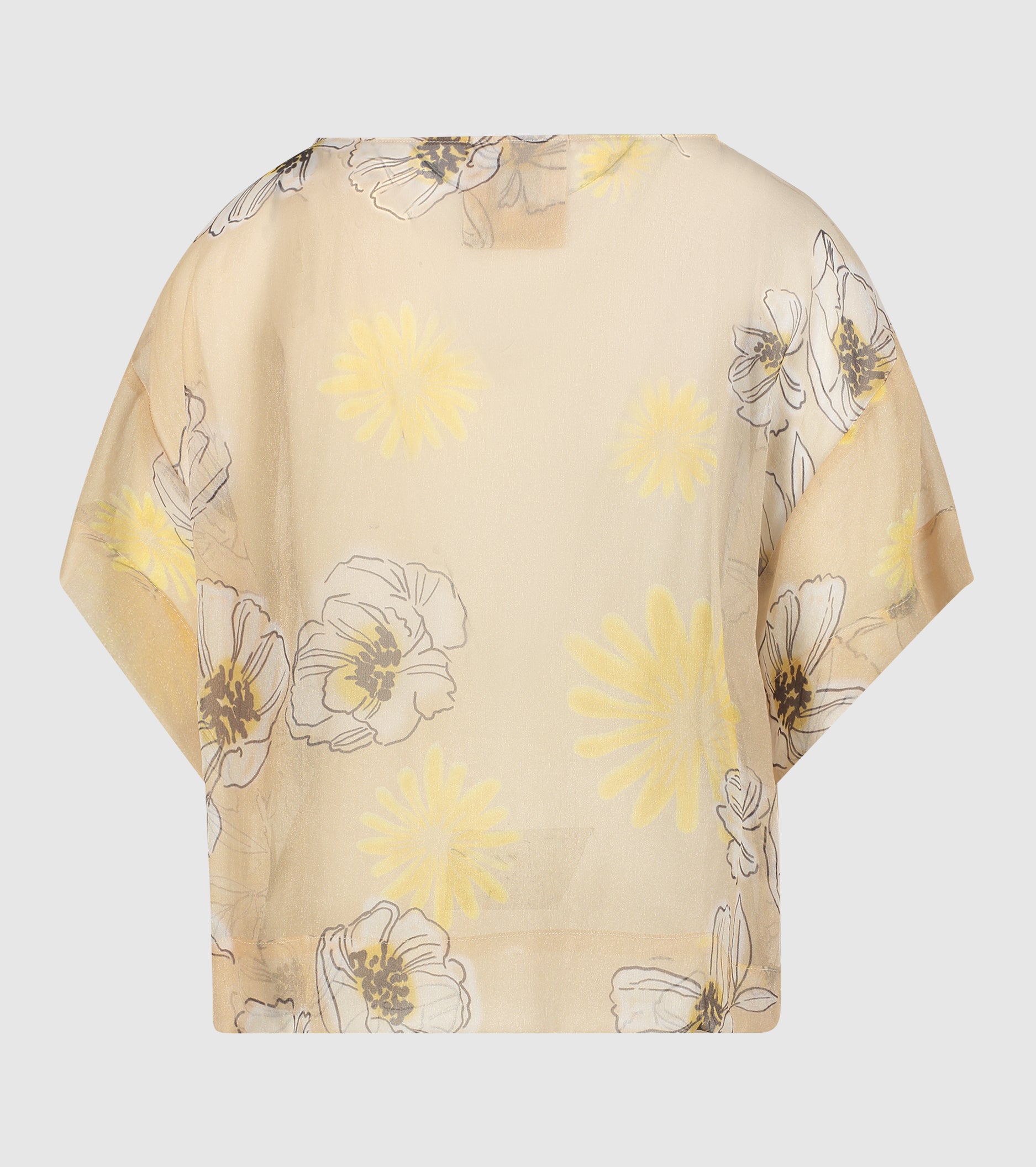 Blusa floreale con scollo a barca pesca