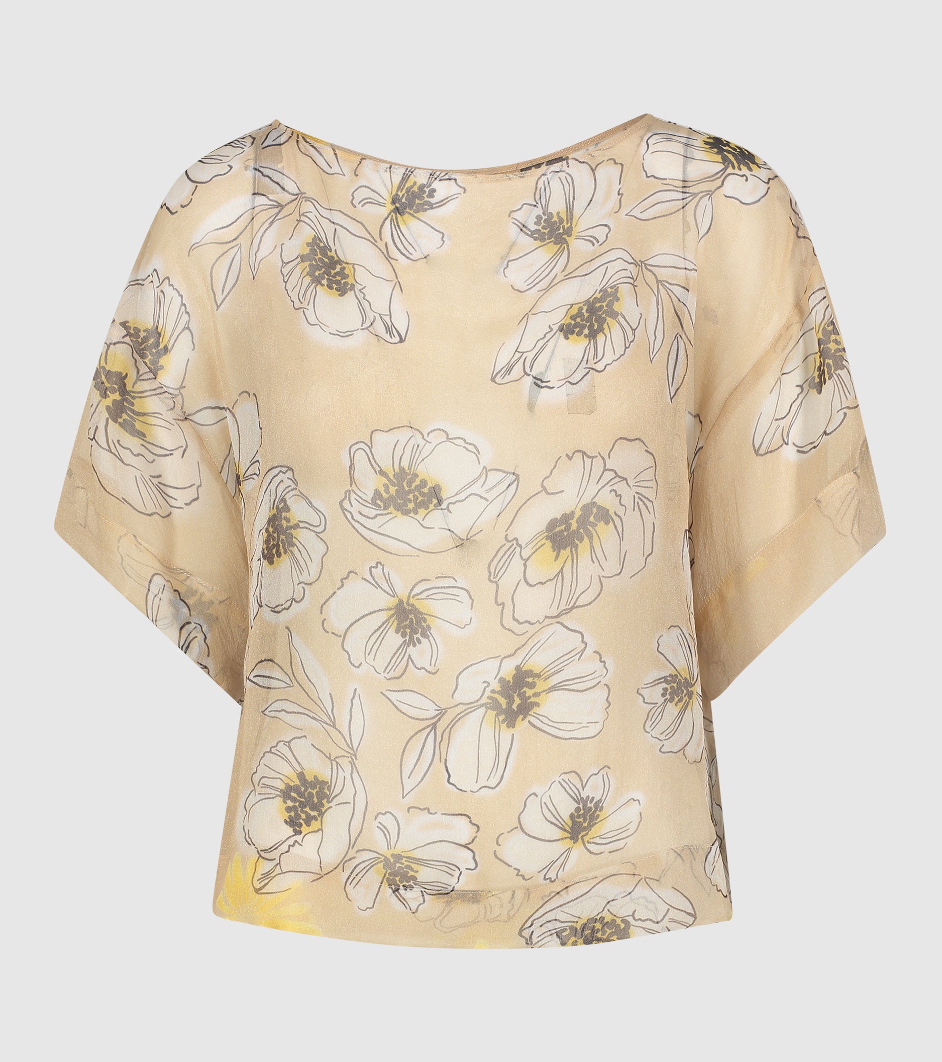 Blusa floreale con scollo a barca pesca