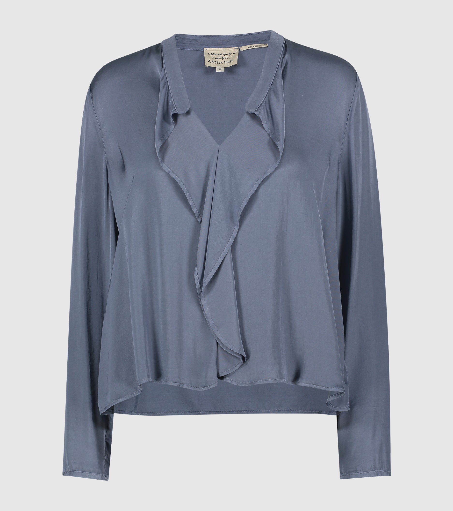 Blusa con volant e maniche lunghe selce