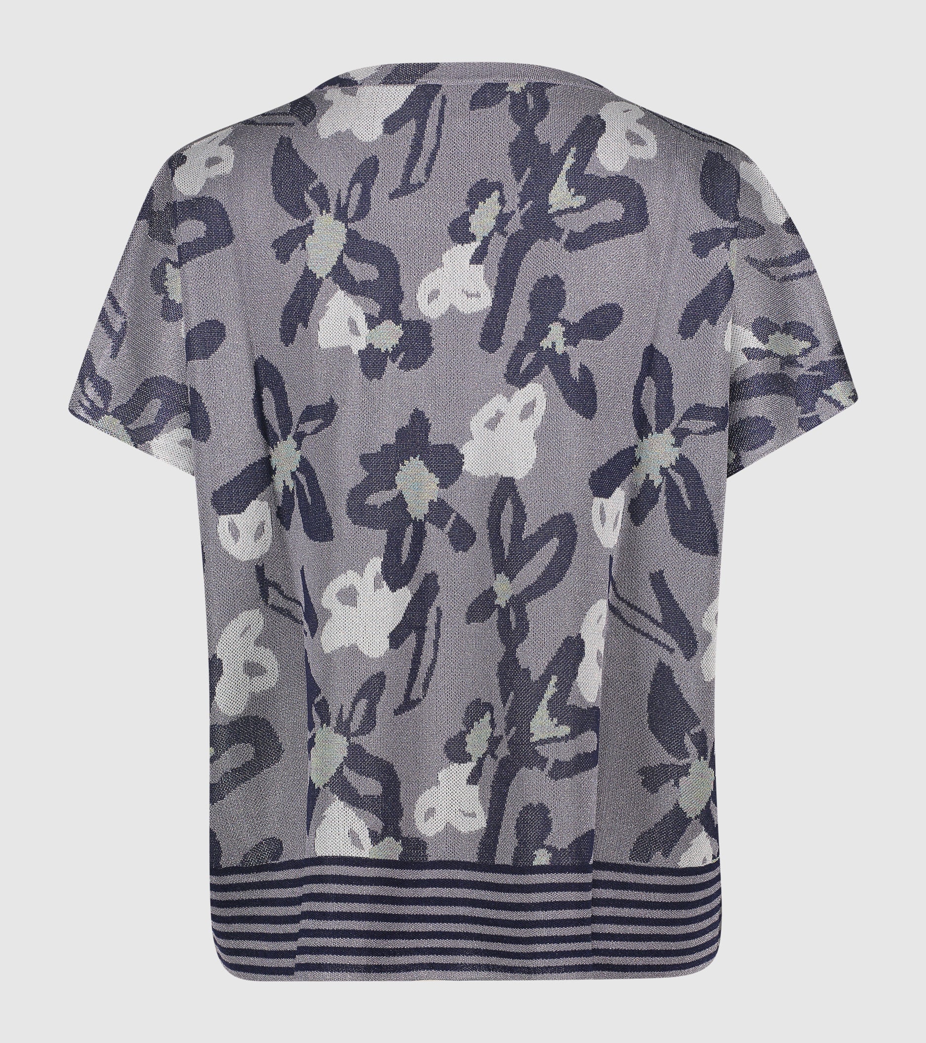 Jacquard T-shirt with short silver sleeves