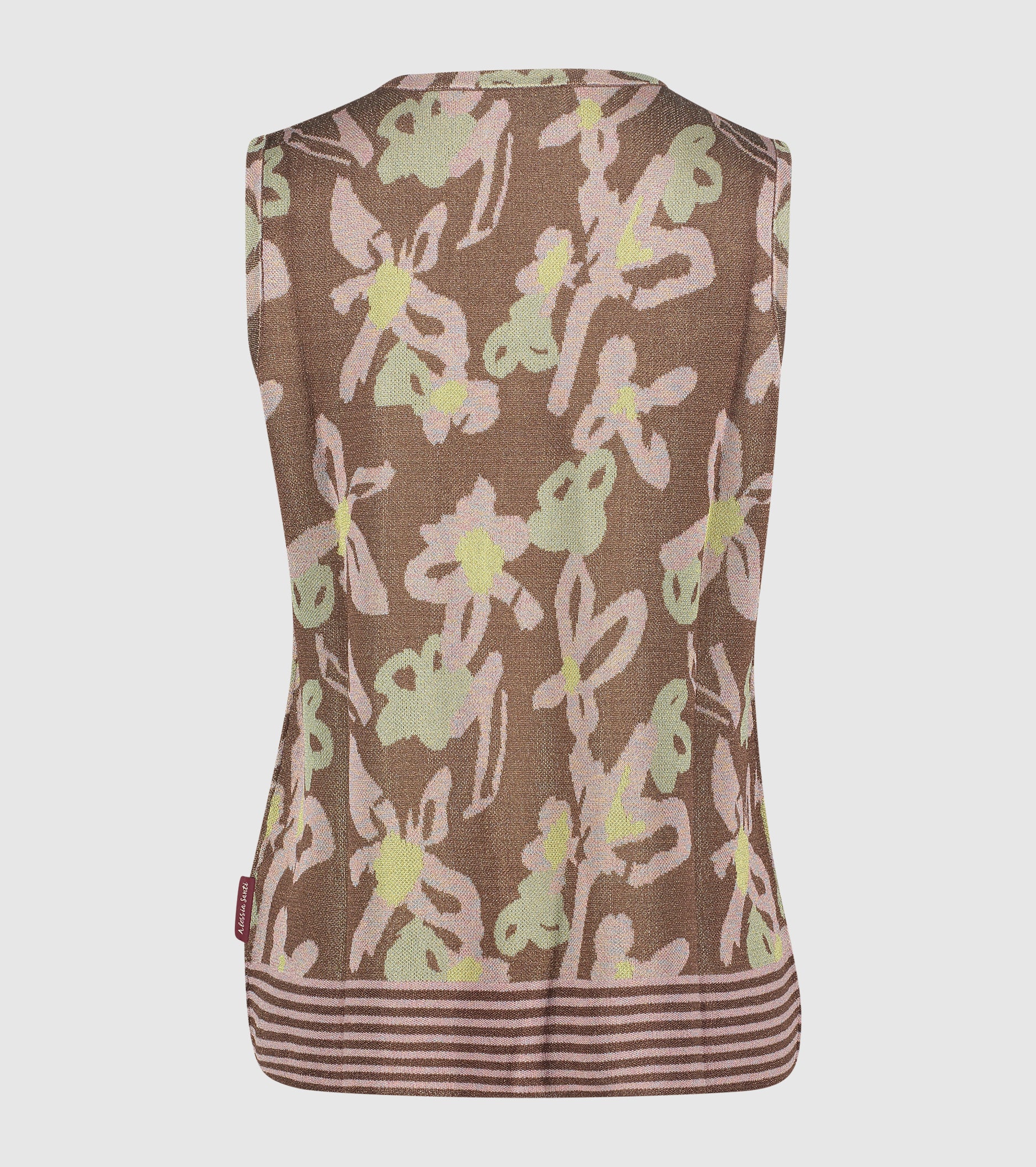 Top jacquard con scollo a V rame