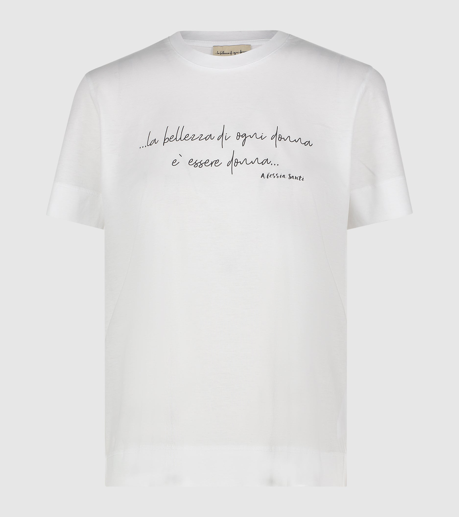 T-shirt con stampa lettering bianco