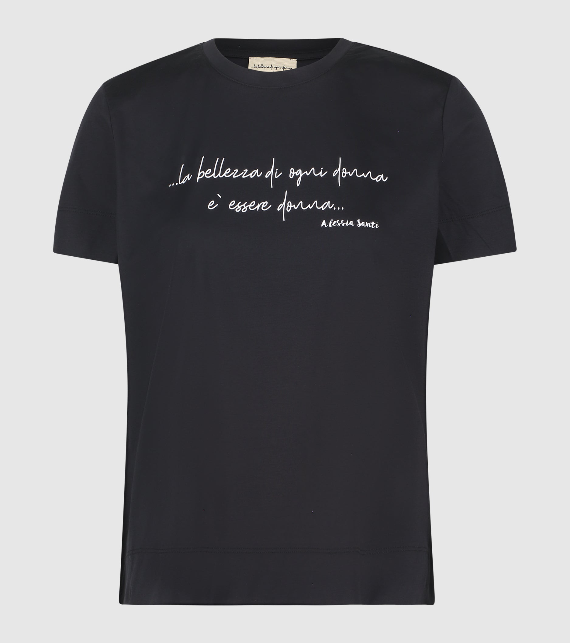 T-shirt con stampa lettering nero